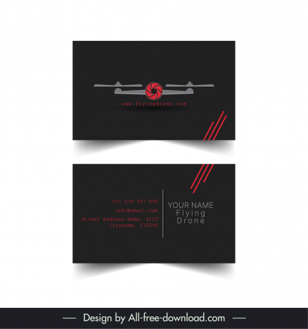 drone business card template modern dark design