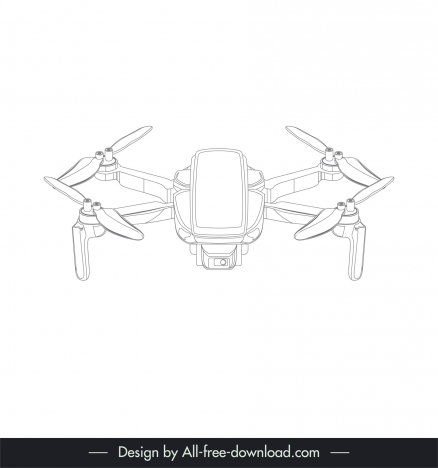drone flycam device design elements handdrawn 3d outline