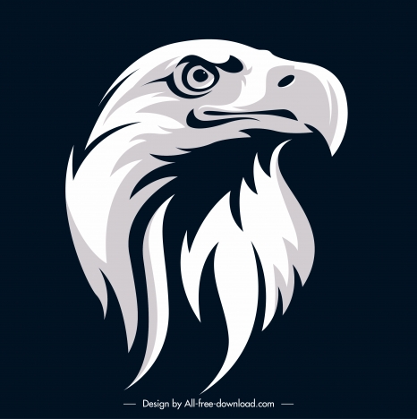 eagle head icon contrasted design black white handdrawn