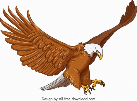 Eagle icon hunting posture sketch cartoon character design vectors stock in  format for free download 