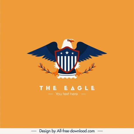 eagle logotype colored flat symmetrical design