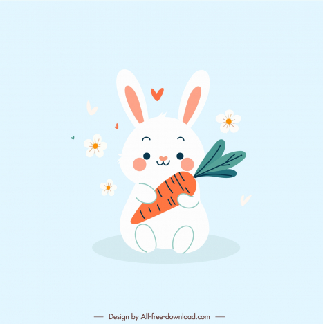 easter design elements lovely little bunny carrot handdrawn