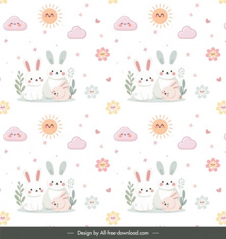 easter seamless pattern template cute rabbit family repeating