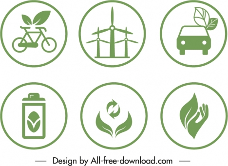 eco label templates green flat design environmental symbols