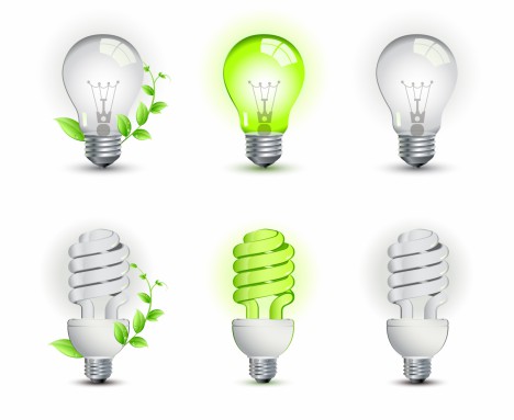 Ecological lightbulbs icon set