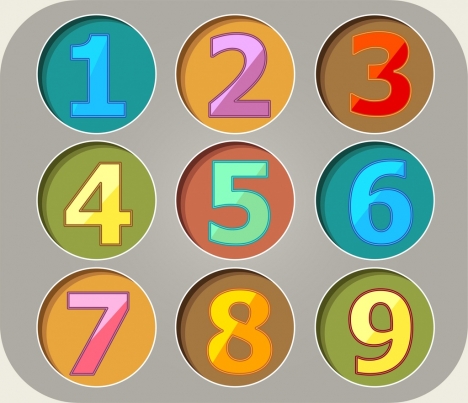 Education backdrop colorful numbers icons circles isolation vectors ...