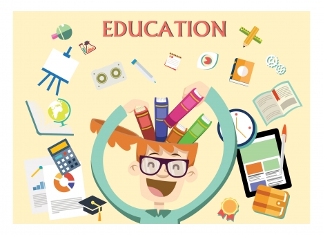 education concept design with funny man illustration