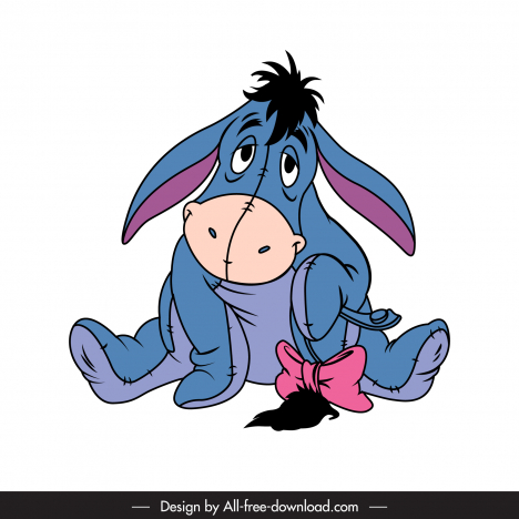 Eeyore winnie the pooh icon bored donkey sketch cute cartoon character  vectors stock in format for free download 162 bytes