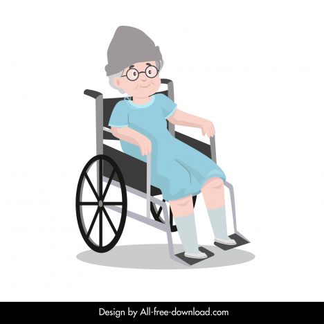 Elderly patient icon wheelchair sketch cartoon design vectors stock in ...