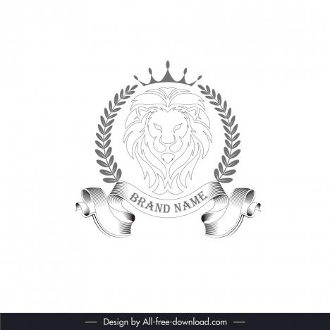 elegant lion head logo elegant 3d ribbon sketch