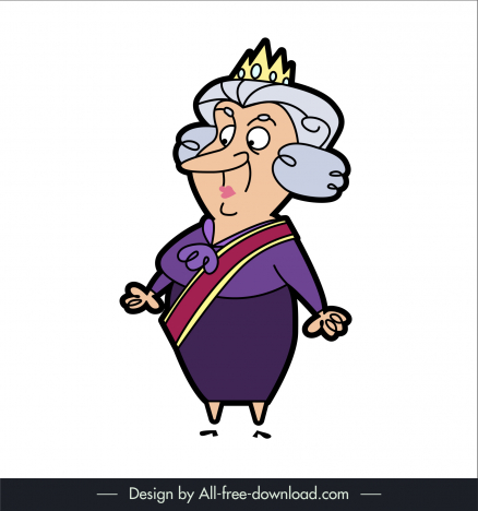 Elizabeth ii queen in mr bean cartoon character icon flat handdrawn sketch  vectors stock in format for free download 162 bytes