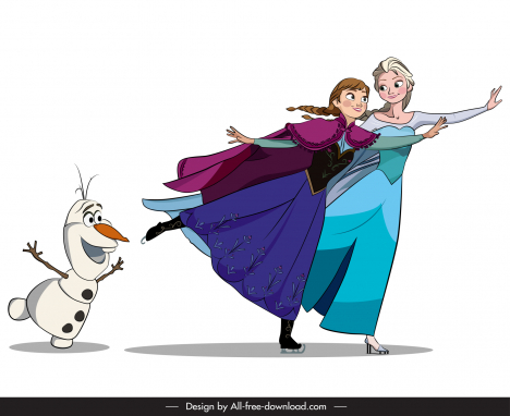 Elsa anna and olaf character icon dynamic cartoon sketch vectors stock in  format for free download 162 bytes