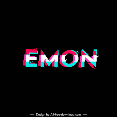emon text logo template deformed texts flat sketch