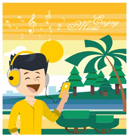 enjoy music concept design with boy and device