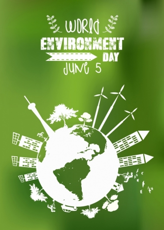environment banner green design globe icons circle layout