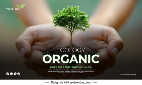 environmental protection banner template elegant hands holding tree closeup