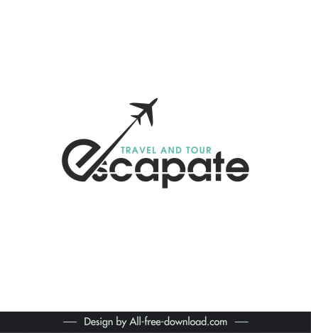 escapate travel and tour company logo dynamic airplane silhouette stylized text design