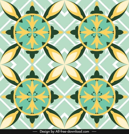 european pattern classic symmetric flat petals sketch