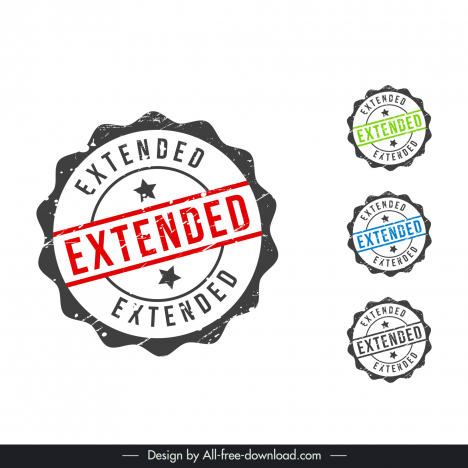 extended stamp templates collection flat retro serrated round symmetry