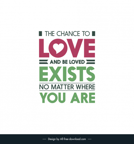 famous love quotes poster template flat texts layout decor