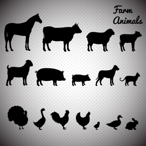 Farm animals icons illustration with silhouettes style vectors stock in  format for free download 