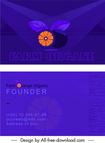 farrning business card template dark orange fruit sketch