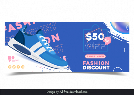 fashion discount banner template elegant modern shoe design