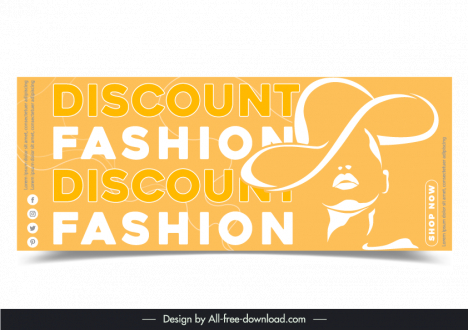 fashion discount banner template woman face silhouette