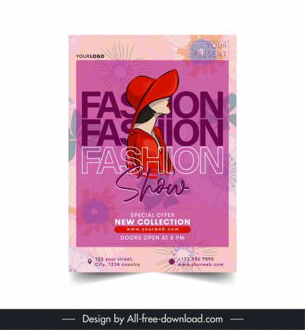 fashion flyer template flat model handdrawn