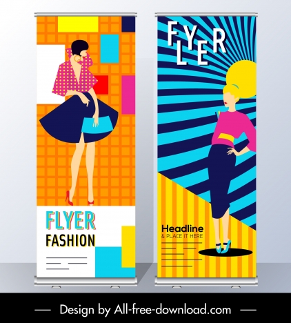 fashion flyer templates female model sketch colorful design