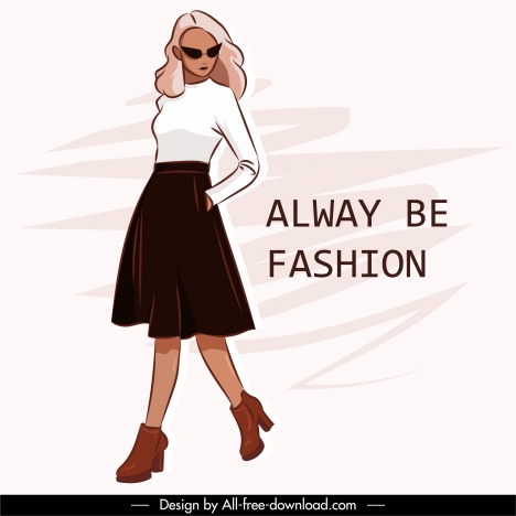 fashion poster template female model sketch cartoon character