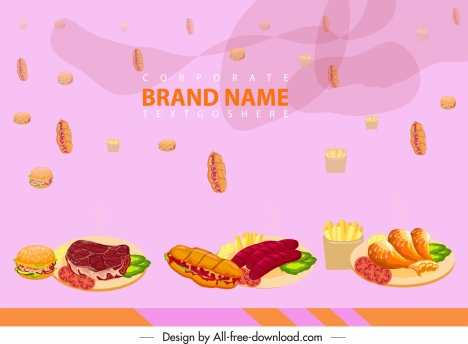 fast food advertising background colorful modern floating decor