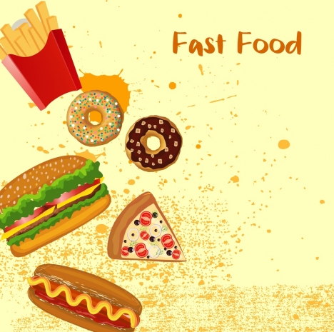 Fast food banner burger cake icons grunge design vectors stock in format  for free download 