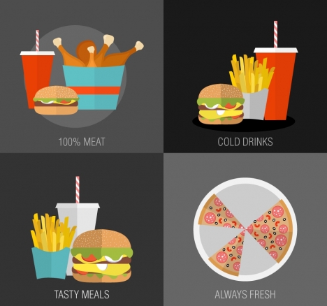 fast food concepts isolated with various cuisines