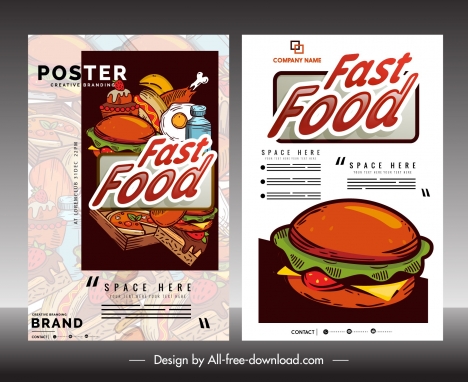 fast food flyer template classical colorful decor