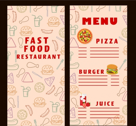 fast food menu template food icons vignette background