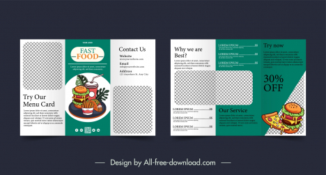 fast food restaurant brochure template trifold checkered