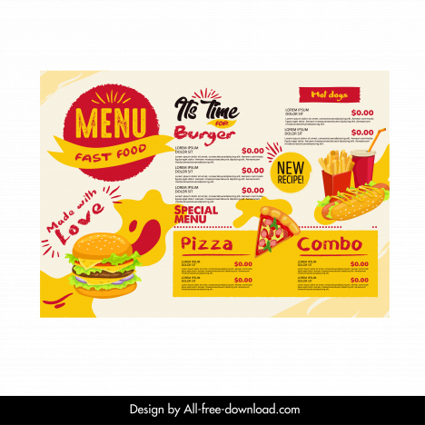 fast food restaurant menu template dynamic classic