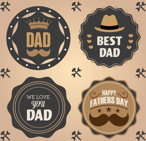 father day labels collection classical circle design