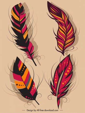 feather icons dark colorful classical decor