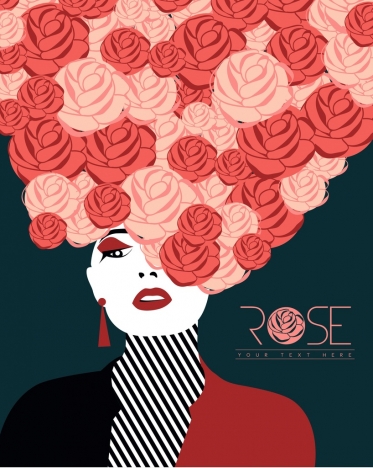 Female model icon red rose hair style design vectors stock in format for  free download 