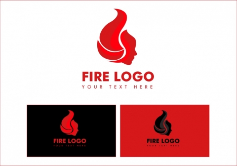 fire logotype sets red design human face icon