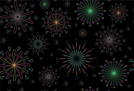 fireworks pattern outline contrast colorful design style