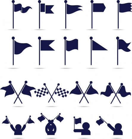 flag icons collection various flat isolation