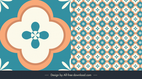 floor tiles pattern template symmetric elegant petal shapes