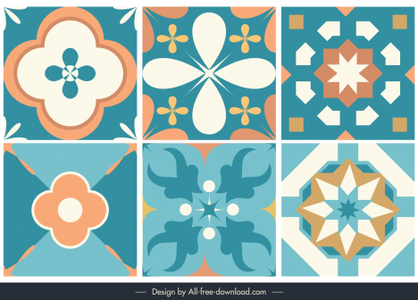 floor tiles pattern templates collection symmetrical floral shapes
