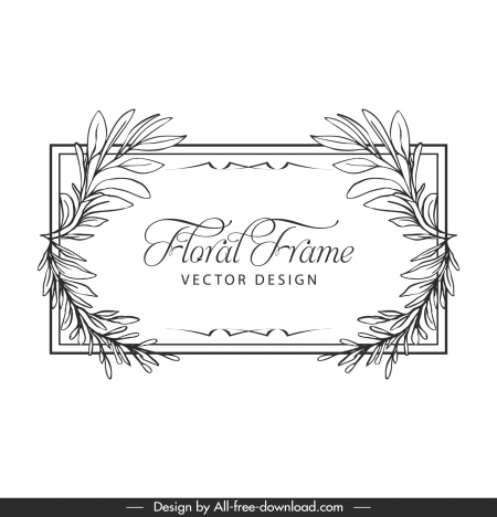floral frame template classic symmetric leaves geometry