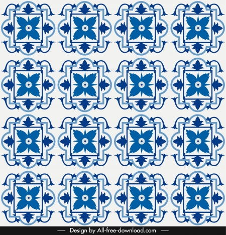 floral pattern template blue symmetrical repeating decor