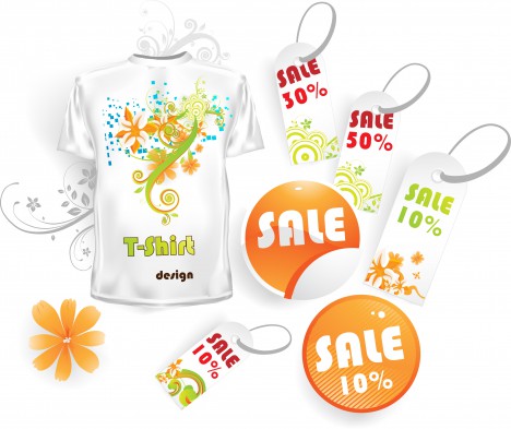 Floral t-shirt and sale tags