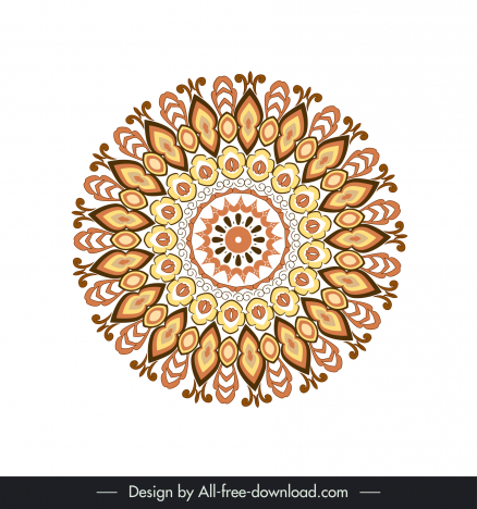 flower mandala sign icon symmetrical illusion design